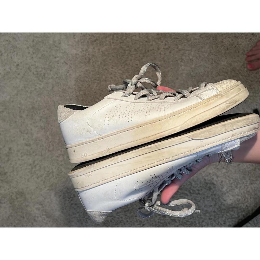P448 Jack Molly Sneaker White Snake Print Perforated Low Top Lace Up 39 8 8.5 - Picture 9 of 9